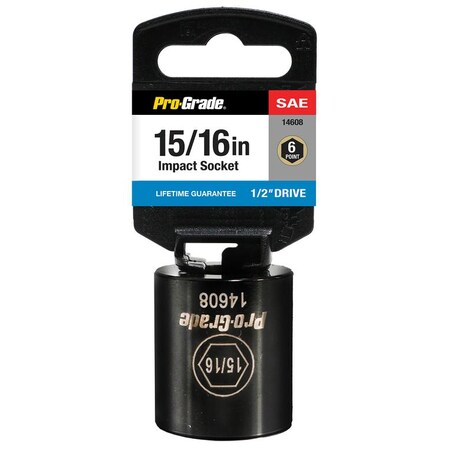 Pro-Grade Tools 1/2" Dr. 6 Pt. 15/16" Impact Socket 14608